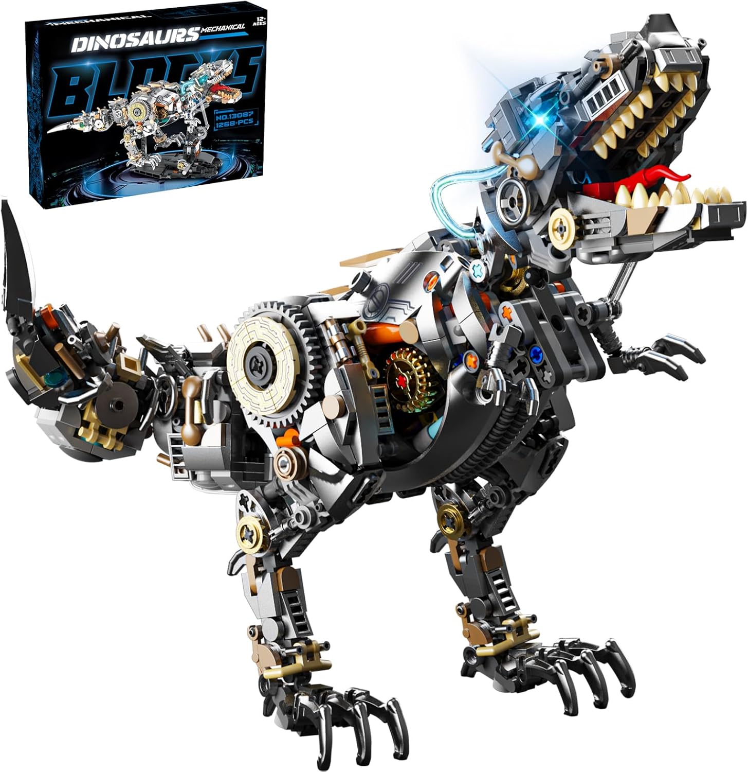 Mechanical Tyrannosaurus Building Blocks Set,T Rex Model Home Decor Gift for Adults Teens Kids Boys(1268PCS)