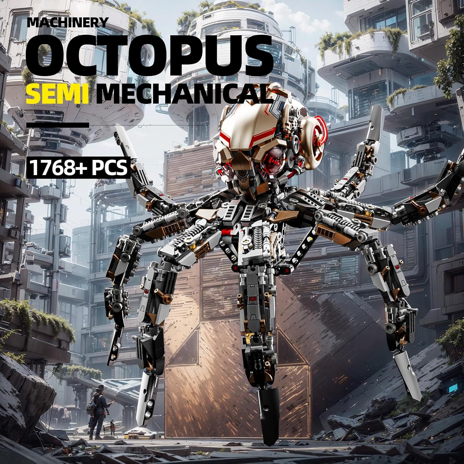 Mechanical Octopus Building Block Set – DIY Steampunk Robot Model with Movable Tentacles, STEM Engineering Kit for Adults & Kids, Unique Gift for Collectors