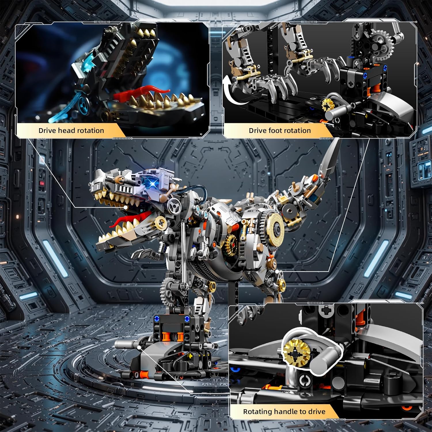 Mechanical Tyrannosaurus Building Blocks Set,T Rex Model Home Decor Gift for Adults Teens Kids Boys(1268PCS)