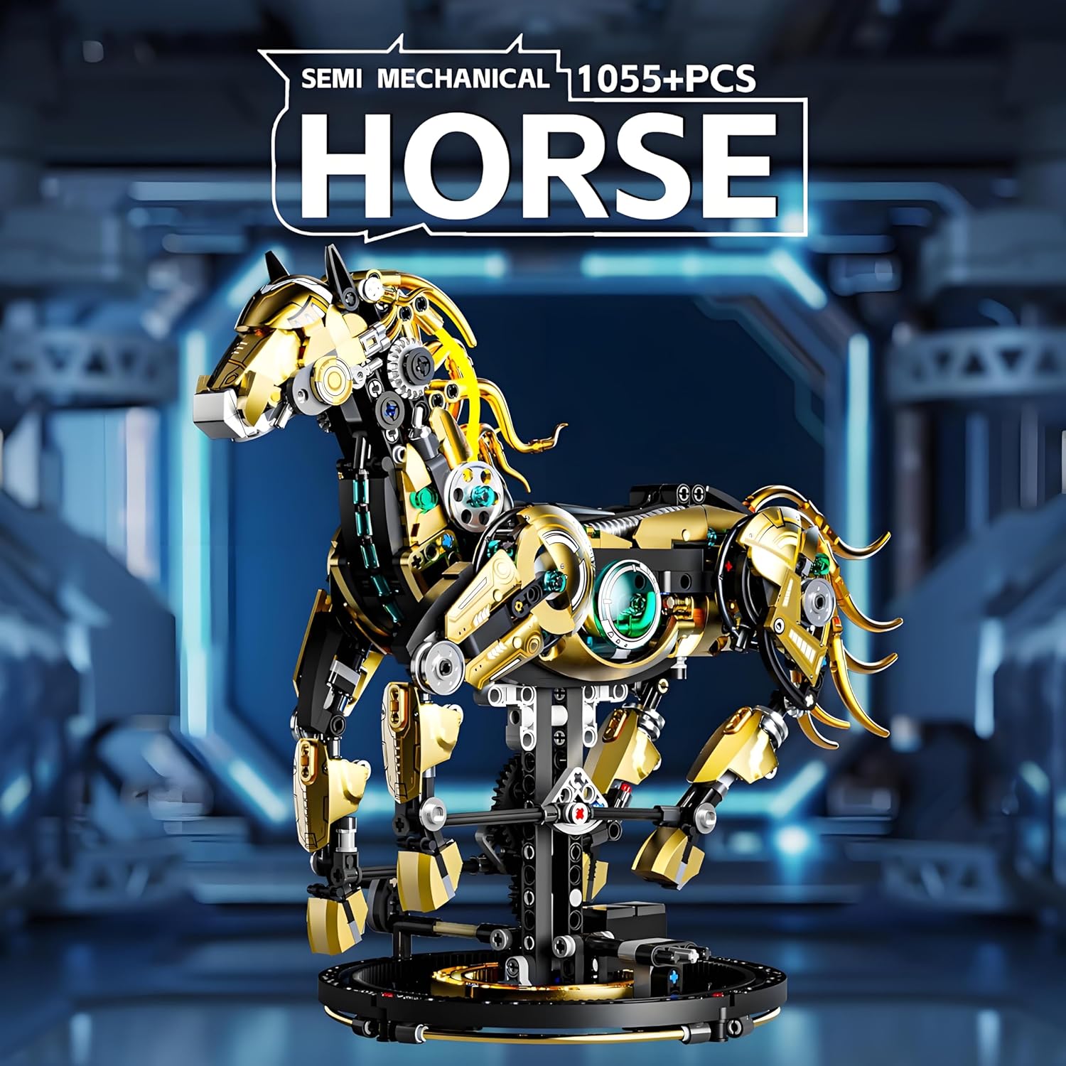 Mechanical Horse Building Block Set Build & Pose with Movable Legs – Engaging DIY Model Kit for Kids and Teens