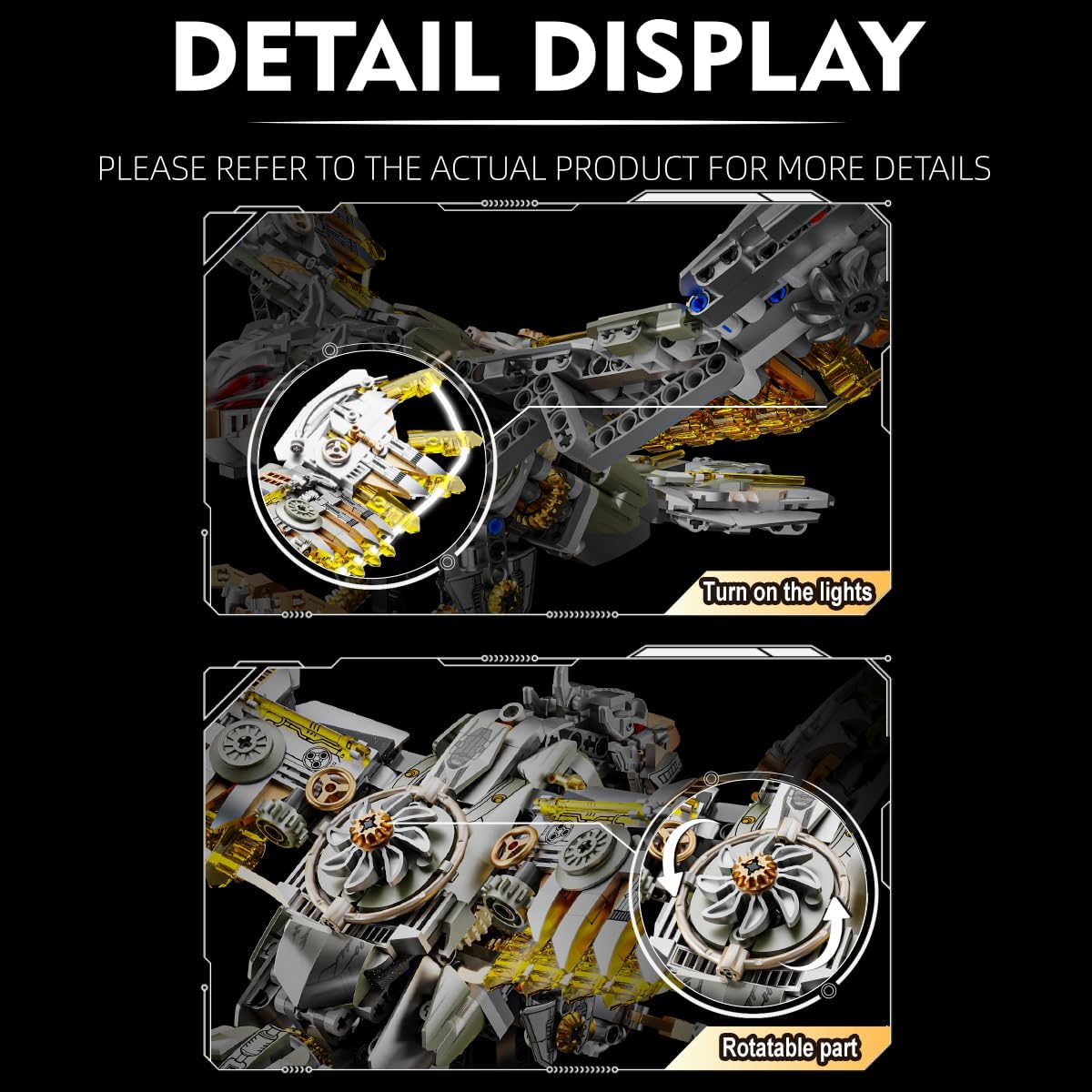 Mechanical Eagle Building Set with Light, Compatible with Lego for Adult, Rotatable Eagle Building Blocks, Gift for Girls Boys Teens Age 12+ (1168 PCS)