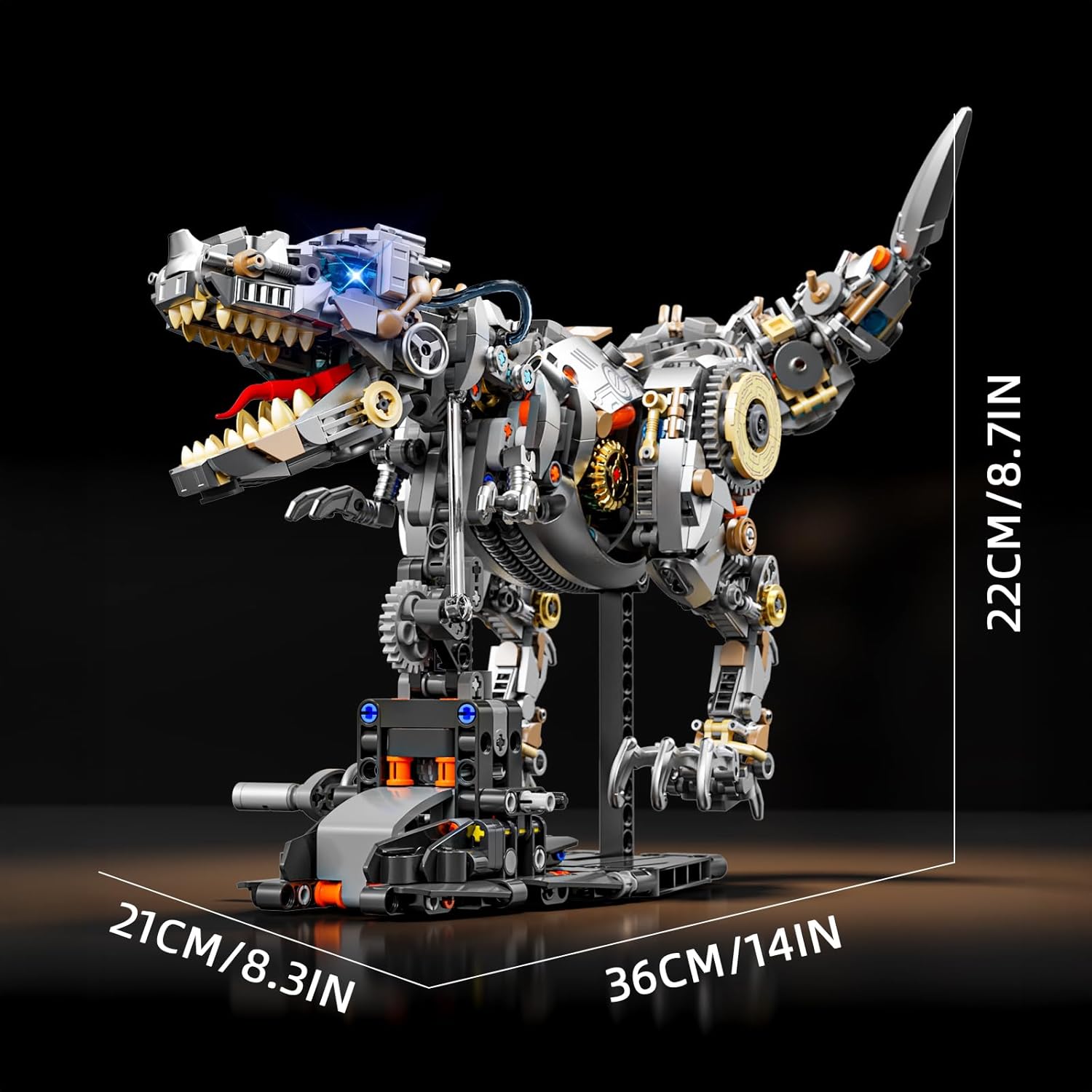 Mechanical Tyrannosaurus Building Blocks Set,T Rex Model Home Decor Gift for Adults Teens Kids Boys(1268PCS)