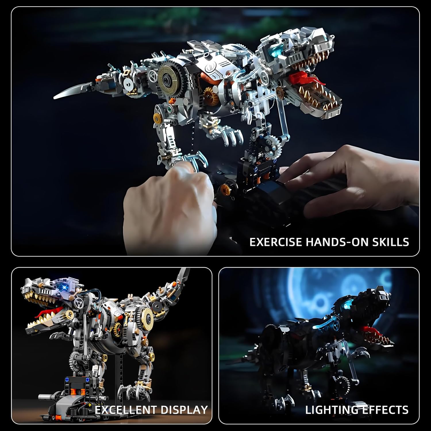 Mechanical Tyrannosaurus Building Blocks Set,T Rex Model Home Decor Gift for Adults Teens Kids Boys(1268PCS)