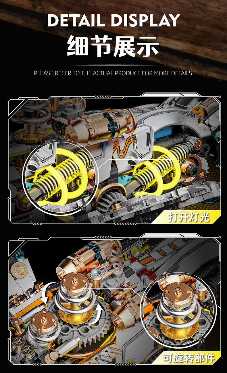 Creative luminous mechanical whale animal model, educational assembly building block toy (compatible with Lego)