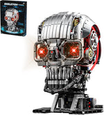 Mechanical Skull Building Block Set 1099+ Pieces 3D Poseable Model with Mandibular Teeth Bite Drive for STEM Toys for Kids & Adults Perfect for Horror Fans & Gothic Room Decor