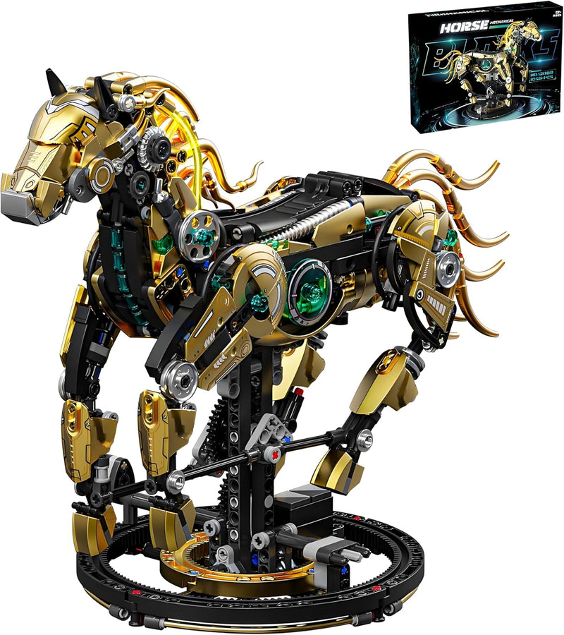 Mechanical Horse Building Block Set Build & Pose with Movable Legs – Engaging DIY Model Kit for Kids and Teens