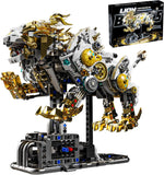 Mechanical Lion Building Block Toy Set Futuristic Mechanical Beast Model with Movable Parts & Gears Premium Mechanical Building Kit with Display Stand, Ideal Gift for Boys & Adults
