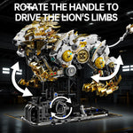 Mechanical Lion Building Block Toy Set Futuristic Mechanical Beast Model with Movable Parts & Gears Premium Mechanical Building Kit with Display Stand, Ideal Gift for Boys & Adults