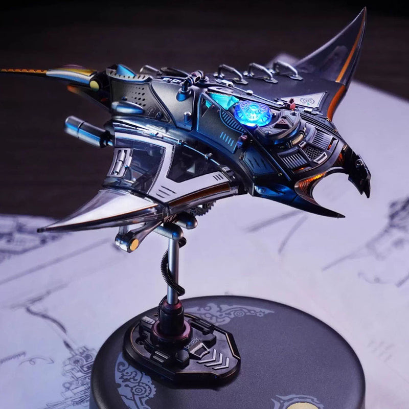Creative Electric Swimming Manta Ray Metal Assembly Model with Cool Lighting(Building Block Toy for Men and Boys)