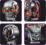 Mechanical Skull Building Block Set 1099+ Pieces 3D Poseable Model with Mandibular Teeth Bite Drive for STEM Toys for Kids & Adults Perfect for Horror Fans & Gothic Room Decor