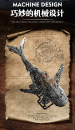 Creative luminous mechanical whale animal model, educational assembly building block toy (compatible with Lego)