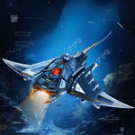 Creative Electric Swimming Manta Ray Metal Assembly Model with Cool Lighting(Building Block Toy for Men and Boys)